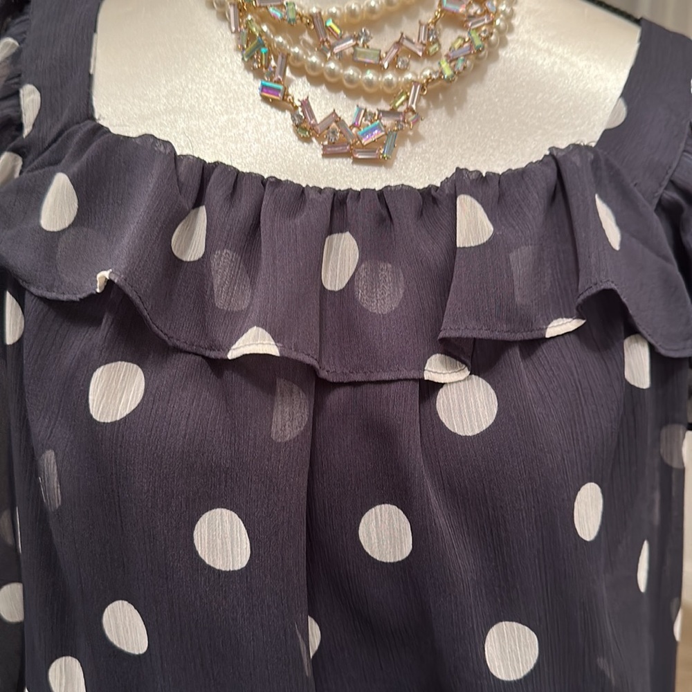 Lauren Conrad, two piece, gray and white polkadot dress - Picture 2 of 3